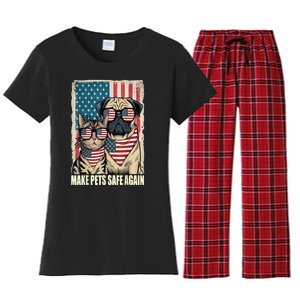 Make Pets Safe Again Trump Harris Debate Eating The Dogs Cat Gift Women's Flannel Pajama Set