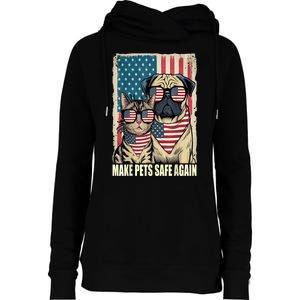 Make Pets Safe Again Trump Harris Debate Eating The Dogs Cat Gift Womens Funnel Neck Pullover Hood