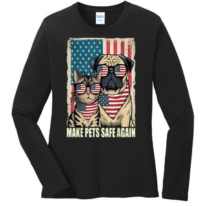 Make Pets Safe Again Trump Harris Debate Eating The Dogs Cat Gift Ladies Long Sleeve Shirt