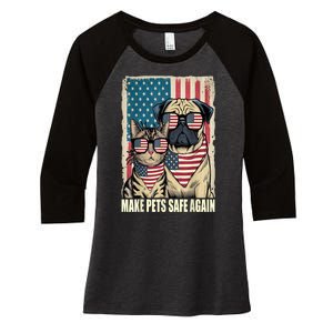 Make Pets Safe Again Trump Harris Debate Eating The Dogs Cat Gift Women's Tri-Blend 3/4-Sleeve Raglan Shirt