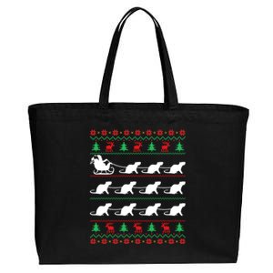 Mouse Pulls Santa Sleigh Christmas Mouse Lover Xmas Gift Cotton Canvas Jumbo Tote