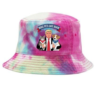 Make Pets Safe Again Cats And Dogs 2024 Trump Harris Debate Tie-Dyed Bucket Hat