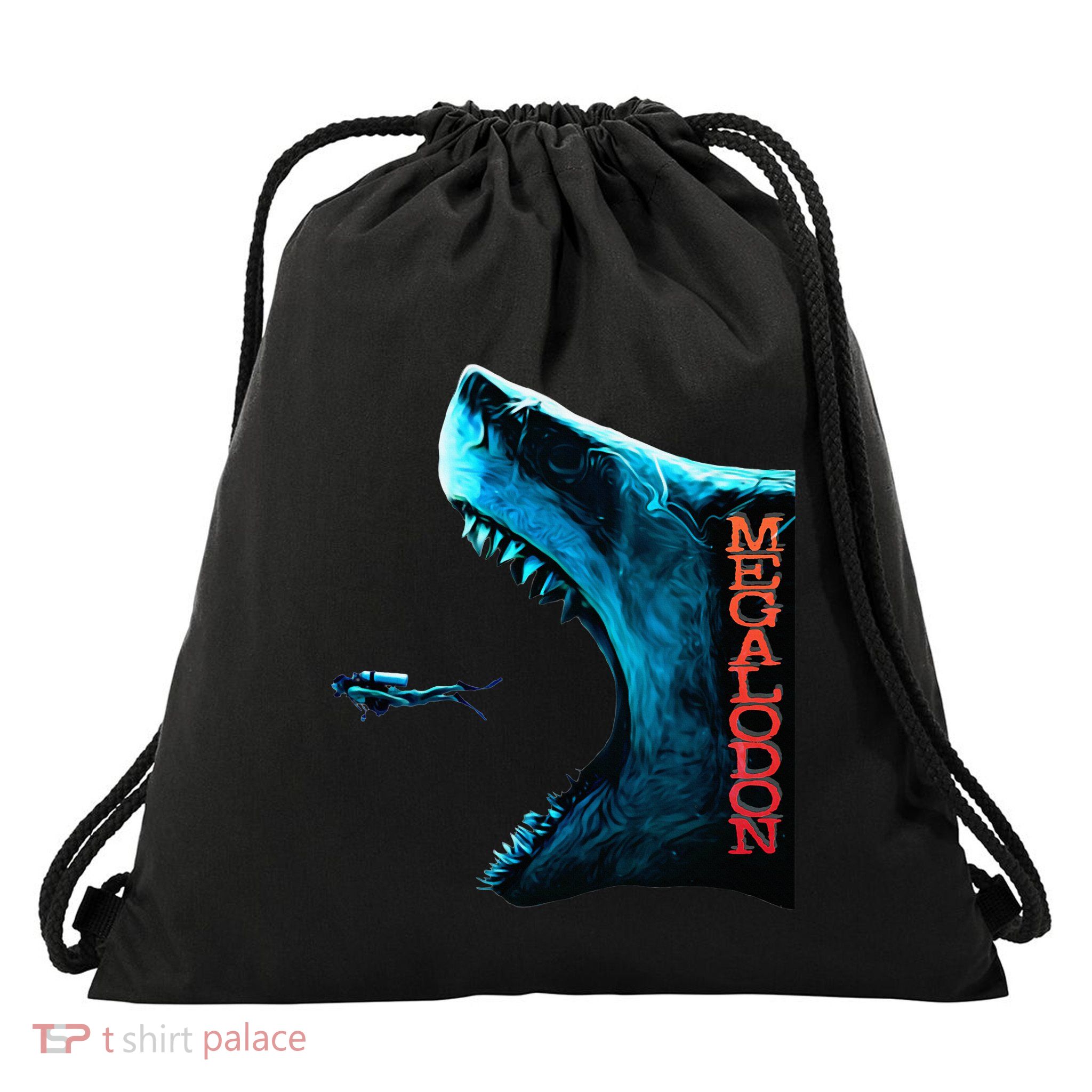 Megalodon Primeval Shark Dorsal Fin Th Ocean Predator Drawstring Bag