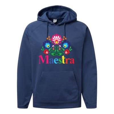 Maestra Proud Spanish Teacher Bilingual Teacher Latina Performance Fleece Hoodie