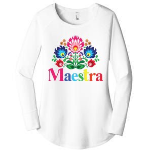 Maestra Proud Spanish Teacher Bilingual Teacher Latina Women's Perfect Tri Tunic Long Sleeve Shirt