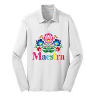 Maestra Proud Spanish Teacher Bilingual Teacher Latina Silk Touch Performance Long Sleeve Polo