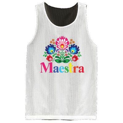 Maestra Proud Spanish Teacher Bilingual Teacher Latina Mesh Reversible Basketball Jersey Tank