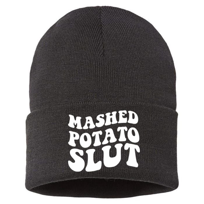 Mashed Potatoes Slut Matching Thanksgiving Friendsgiving Sweatshirt Sustainable Knit Beanie