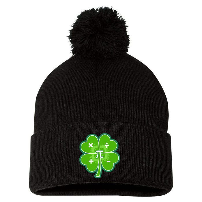 Math Pi Shamrock St Patricks Day Pom Pom 12in Knit Beanie