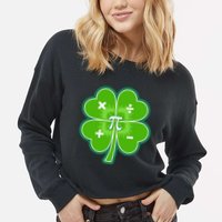 Math Pi Shamrock St Patricks Day Cropped Pullover Crew