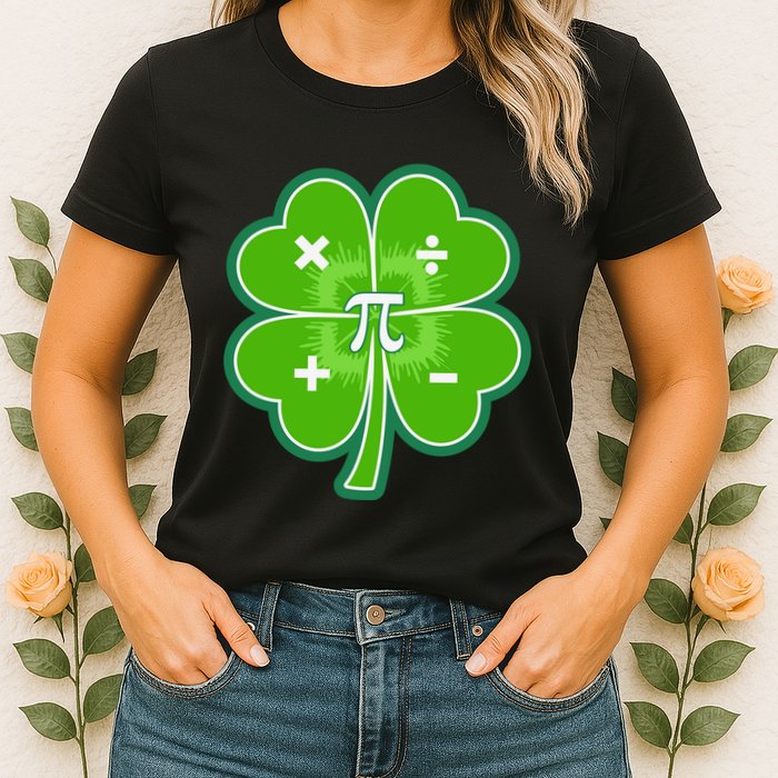 Math Pi Shamrock St Patricks Day Womens T-Shirt