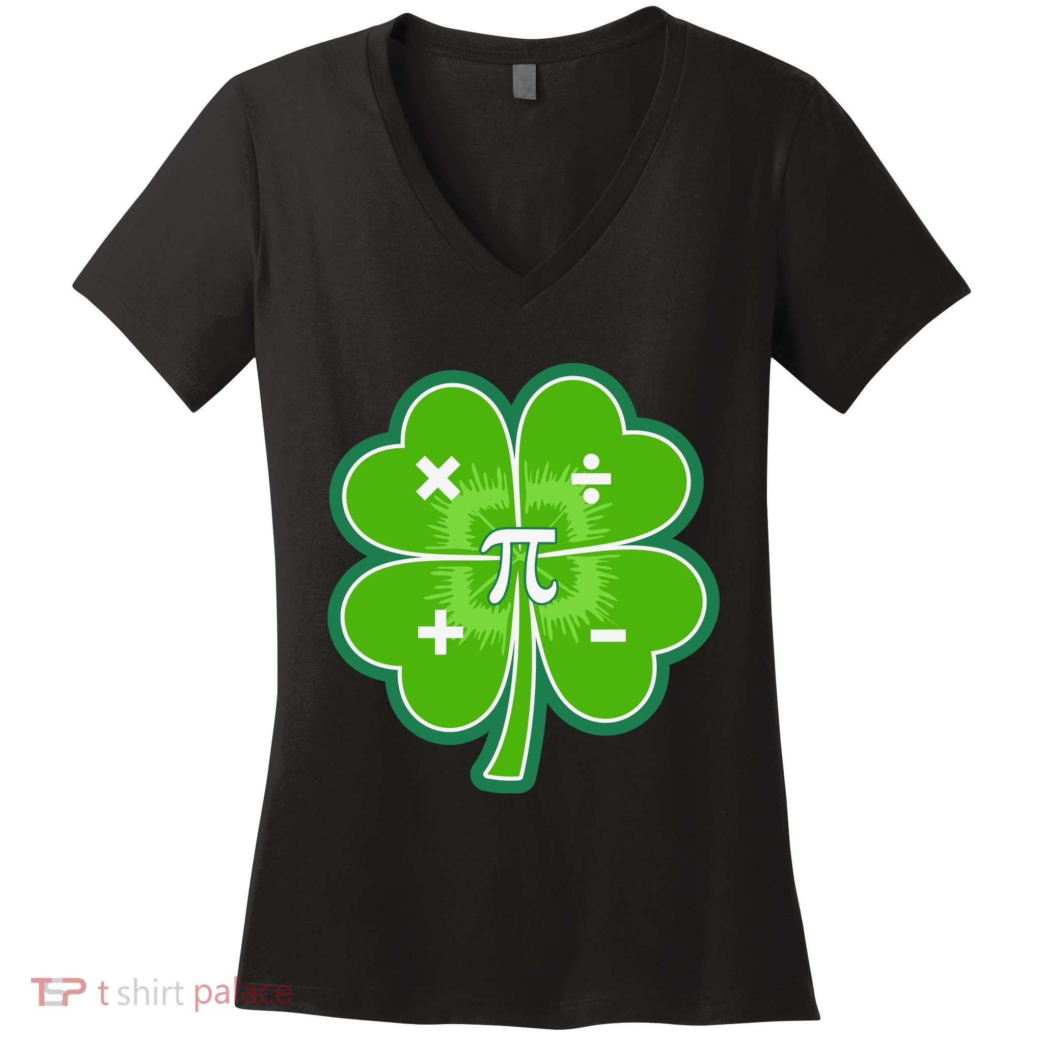 Math Pi Shamrock St Patricks Day Women's V-Neck T-Shirt