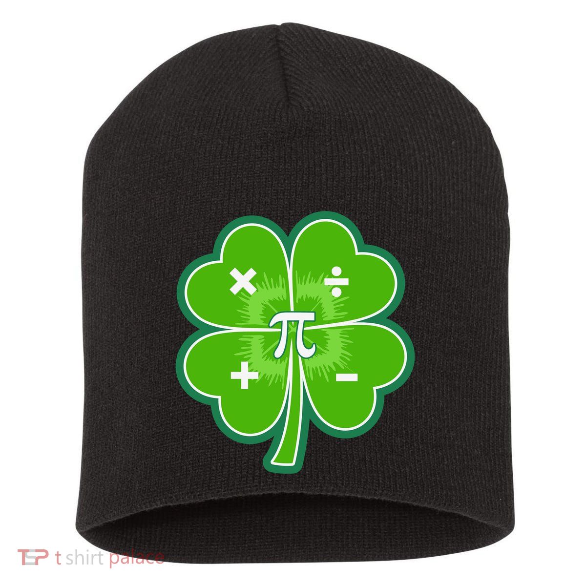 Math Pi Shamrock St Patricks Day Short Acrylic Beanie