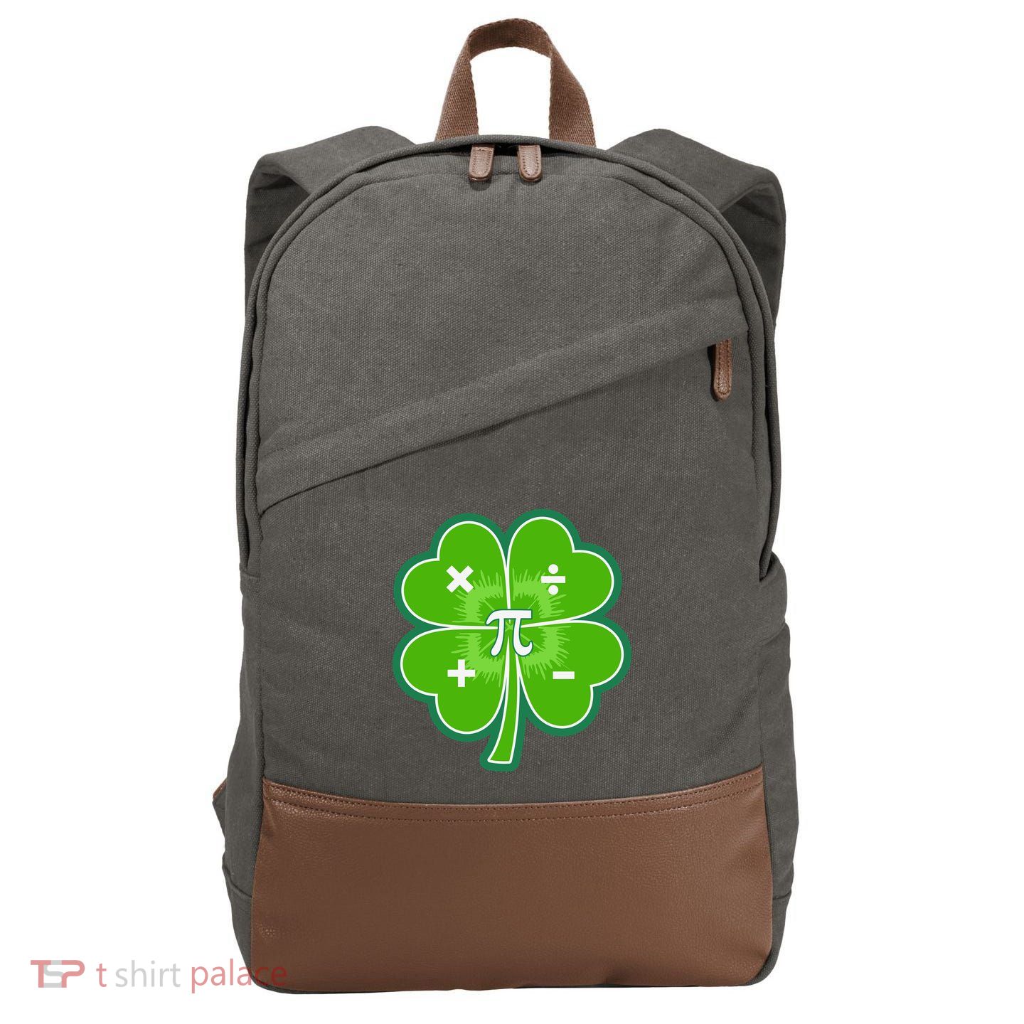 Math Pi Shamrock St Patricks Day Cotton Canvas Backpack