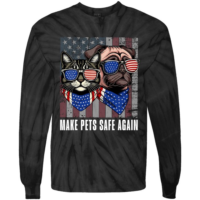 Make Pets Safe Again Trump Harris Debate Eating The Dogs Cat Vintage Tie-Dye Long Sleeve Shirt