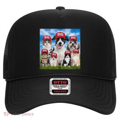 Make Pets Safe Again Democratic Republican Gift High Crown Mesh Back Trucker Hat