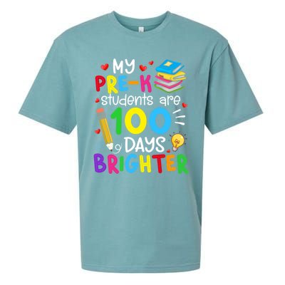 My Pregiftk Students Are 100 Days Brighter 100th Day Of School Cool Gift Sueded Cloud Jersey T-Shirt