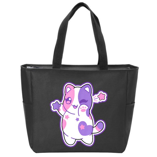 Meemeow Plush Squishy Zip Tote Bag