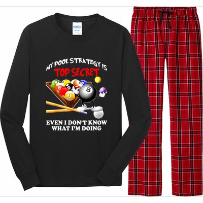 My Pool Strategy Is To Secret Billiards Pool Players Gift Funny Billiards Long Sleeve Pajama Set