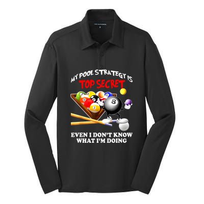 My Pool Strategy Is To Secret Billiards Pool Players Gift Funny Billiards Silk Touch Performance Long Sleeve Polo