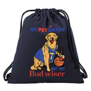 My Pet Smart But My Bud Wiser Funny Dog Lover Drawstring Bag