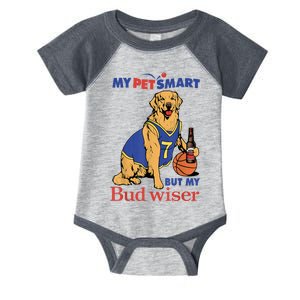 My Pet Smart But My Bud Wiser Funny Dog Lover Infant Baby Jersey Bodysuit