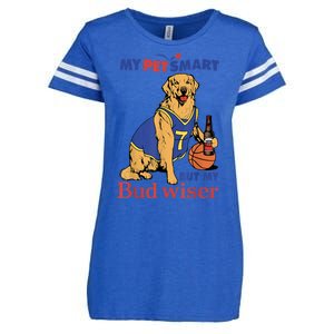 My Pet Smart But My Bud Wiser Funny Dog Lover Enza Ladies Jersey Football T-Shirt