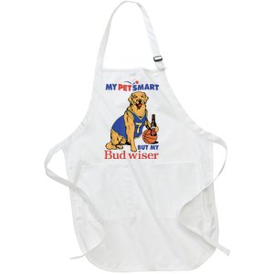 My Pet Smart But My Bud Wiser Funny Dog Lover Full-Length Apron With Pockets