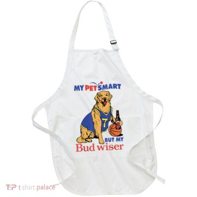 My Pet Smart But My Bud Wiser Funny Dog Lover Full-Length Apron With Pockets