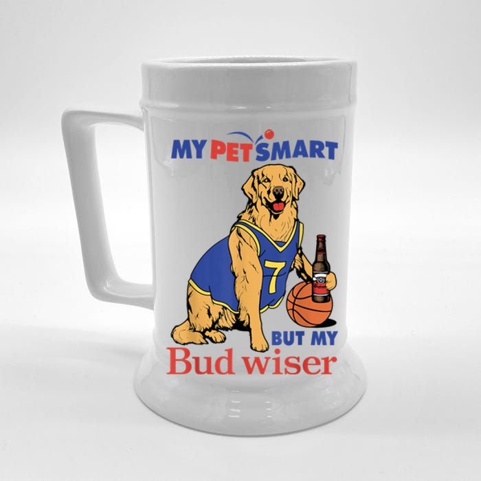 My Pet Smart But My Bud Wiser Funny Dog Lover Beer Stein