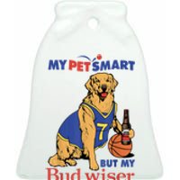 My Pet Smart But My Bud Wiser Funny Dog Lover Ceramic Bell Ornament