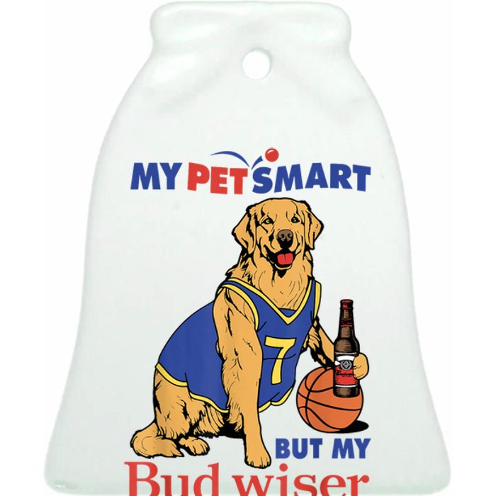 My Pet Smart But My Bud Wiser Funny Dog Lover Ceramic Bell Ornament