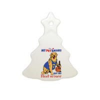 My Pet Smart But My Bud Wiser Funny Dog Lover Ceramic Tree Ornament