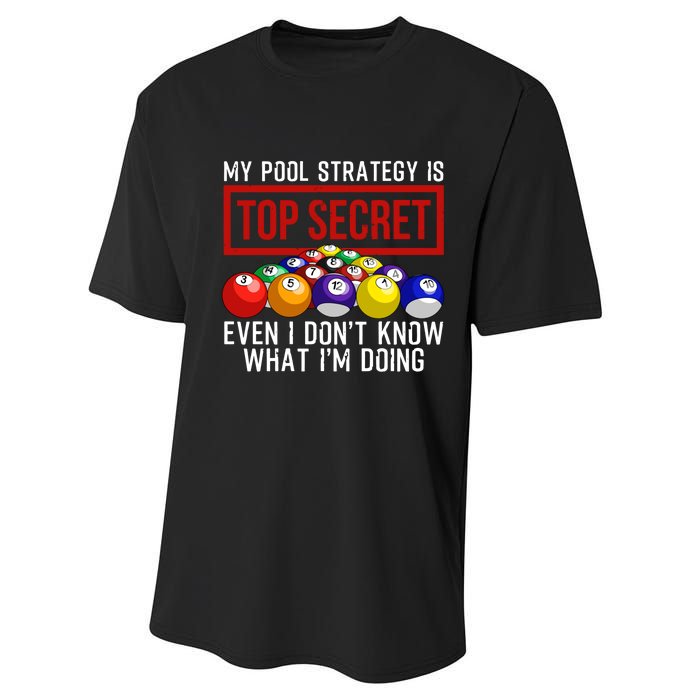 My Pool Strategy Is Top Secret Funny Billiard Player Performance Sprint T-Shirt