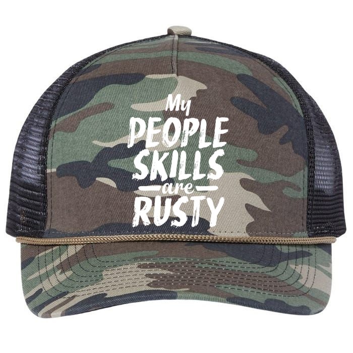 My People Skills Are Rusty Funny Introvert Gift Retro Rope Trucker Hat Cap