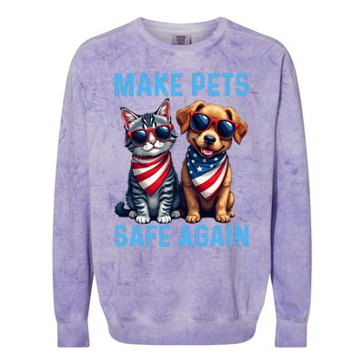 Make Pets Safe Again Funny Donald Trump They Are Eating The Dogs Colorblast Crewneck Sweatshirt