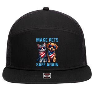 Make Pets Safe Again Funny Donald Trump They Are Eating The Dogs 7 Panel Mesh Trucker Snapback Hat