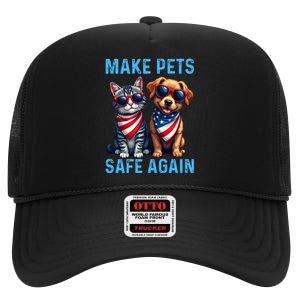 Make Pets Safe Again Funny Donald Trump They Are Eating The Dogs High Crown Mesh Back Trucker Hat