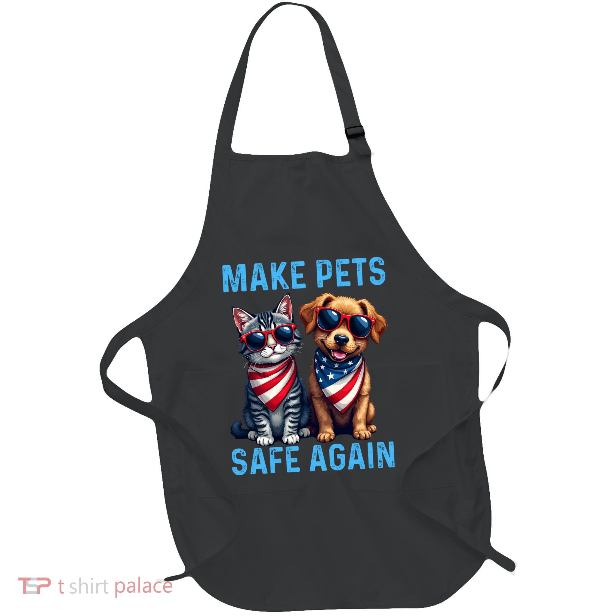 Make Pets Safe Again Funny Donald Trump They Are Eating The Dogs Full-Length Apron With Pockets