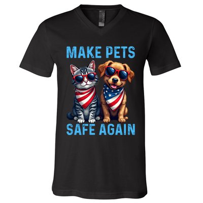 Make Pets Safe Again Funny Donald Trump They Are Eating The Dogs V-Neck T-Shirt