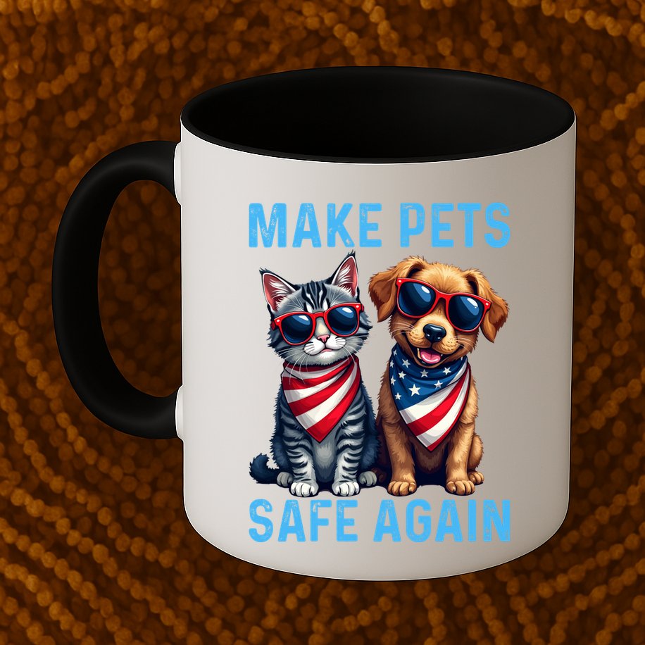 Make Pets Safe Again Funny Donald Trump They Are Eating The Dogs Mug