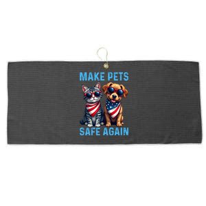 Make Pets Safe Again Funny Donald Trump They Are Eating The Dogs Large Microfiber Waffle Golf Towel