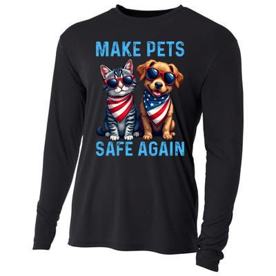 Make Pets Safe Again Funny Donald Trump They Are Eating The Dogs Cooling Performance Long Sleeve Crew