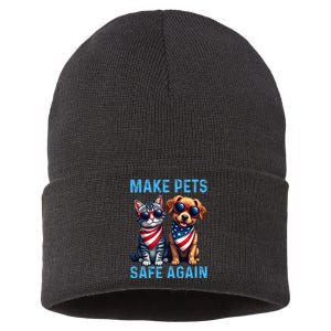 Make Pets Safe Again Funny Donald Trump They Are Eating The Dogs Sustainable Knit Beanie