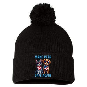 Make Pets Safe Again Funny Donald Trump They Are Eating The Dogs Pom Pom 12in Knit Beanie