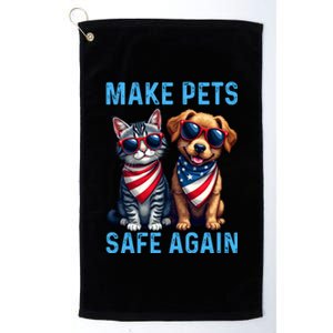 Make Pets Safe Again Funny Donald Trump They Are Eating The Dogs Platinum Collection Golf Towel