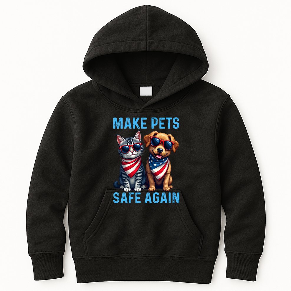 Make Pets Safe Again Funny Donald Trump They Are Eating The Dogs Kids Hoodie