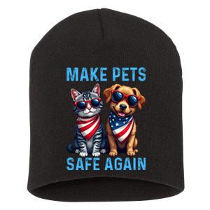 Make Pets Safe Again Funny Donald Trump They Are Eating The Dogs Short Acrylic Beanie