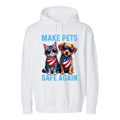 Make Pets Safe Again Funny Donald Trump They Are Eating The Dogs Garment-Dyed Fleece Hoodie