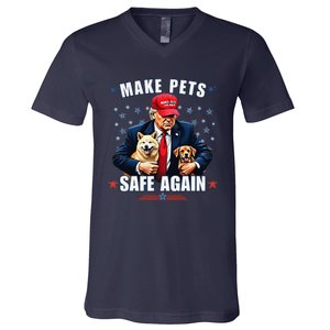 Make Pets Safe Again Funny Pro Trump 2024 Gift V-Neck T-Shirt